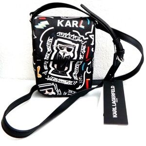 KARL LAGERFELD PARIS Women's Flap Cross-body Bag Black